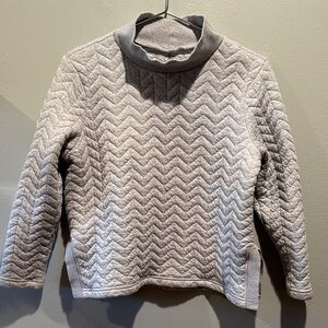 St John’s Bay Grey Chevron Thick Quilted Mockneck Petite Sweatshirt Cozy Top